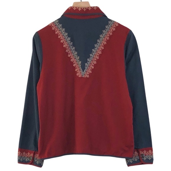 VTG The Territory Ahead Embroidered Jacket Women's Sz M Blue Red Cotton Button - Picture 2 of 10